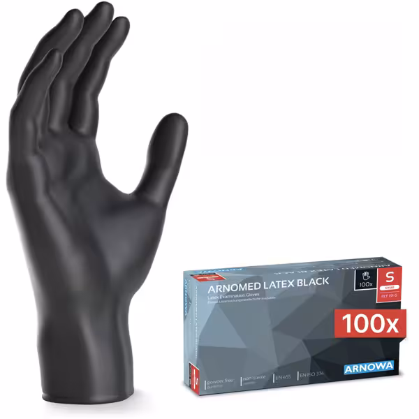 (10 stuks) ARNOWA | Wegwerp latex handschoenen - 100 stuks - Maat S - Zwart