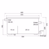 Commercial Grease Trap - 20L - with sludge basket 10L - for up to 50 covers/day - under-sink - 2.5L/min
