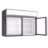 Congelatore murale espositivo a parete per supermercato - 1450 mm - 232 litri - con 2 porte e 2 ripiani - Grigio