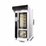 Rotativo Forno rotativo de padaria Touch - 1 câmaras de cozedura - 10x 600x400mm - Aço inoxidável - com humidificação - incl. Exaustor & Armário de fermentação