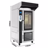 Rotary Commercial Bakery Convection Oven with Steam Injection - Touchscreen Controls - 1 Baking Chambers - 10x 600x400mm (EN 60x40) - with Prover Cabinet & with Hood