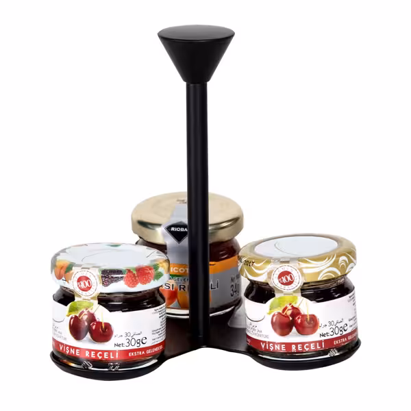 (4 stuks) Etagère - zwart gecoat RVS - 3-laags - Hoogte: 120mm
