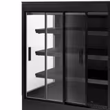 Wandkoelmeubel - 1500mm - 493 liter - met 2 glazen schuifdeuren & 3 schappen - zwart