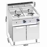 Free Standing Gas Twin Tank Fryer - 10+10 litres - 13.8kW - Manual - with drain tap