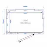 Koelcel - 1200x1500mm - 2,60m³ - met 3 glaswanden