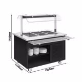 Bufet mobil rece DANZIG - 1300 mm - pentru 3x GN 1/1 - cu Suport tavă - negru