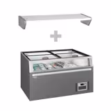 Vrieseiland - 1454x850mm - 402 liter - 2 glazen schuifdeksels - grijs