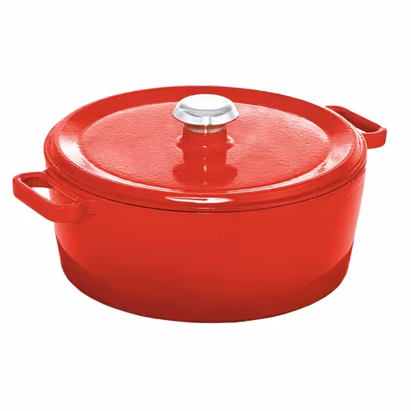 Cast Iron Casserole - 6.8L - Ø280mm - 170mm - Red - With Lid - Induction Compatible