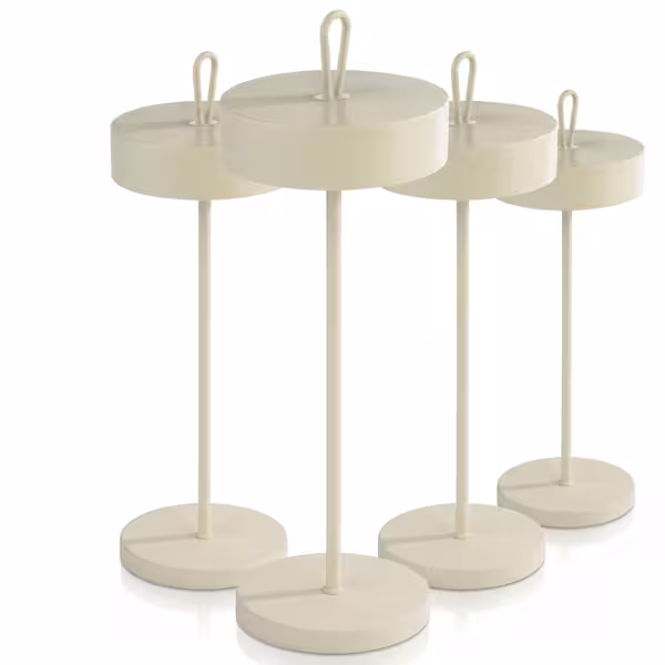 (4 stuks) Tafellamp - CLEO Mini - LED - oplaadbaar - draadloos - IP54 - dimbaar in 3 standen - Ø120mm - Fluisterwit
