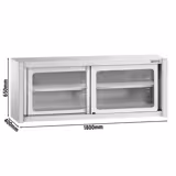 Armadio pensile in acciaio inox - 1800x400mm - con porte scorrevoli in vetro - 650mm di altezza