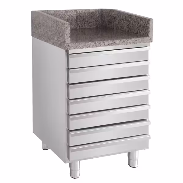 Kassa-sectie & 7 laden - 500x700mm - RVS