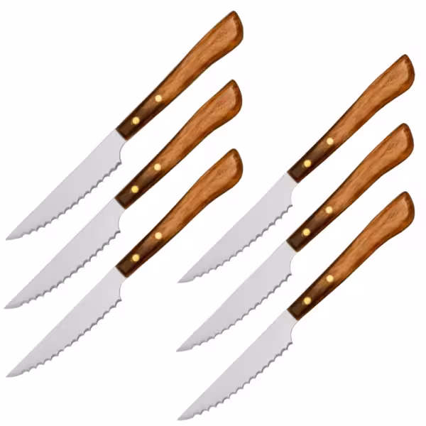 Steak knife set - Stainless steel & Polywood - 90mm - 6-piece set