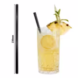 (50 pieces) – Reusable Glass Drinking Straws – 230 mm – Ø 8 mm – Black Transparent – Includes 1 Cleaning Brush