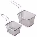 (6 ks) Košík na hranolky SNACKHOLDER - nerezová ocel - obdélníkový - 100x85x65 mm