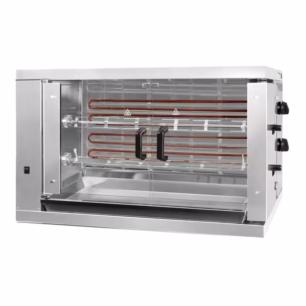 Elektro Hähnchengrill - 6,6 kW - mit 2 Spießen für bis zu 12 Hähnchen