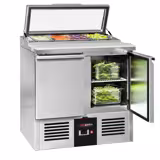 Commercial Saladette Counter PREMIUM - 900mm - 159L - 2 doors - open top for 4 x GN 1/3 & glass lid