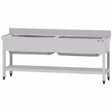 Sudoper za lonce ECO - 1800x700 mm - s donjom policom - s 2 koritima - inox