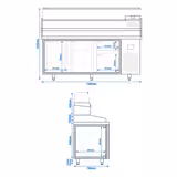 Pizzawerkbank PREMIUM PLUS - 1980x700mm - met granieten werkblad - met 2 deuren & 2 laden - incl. glasvitrine - 9x GN 1/4