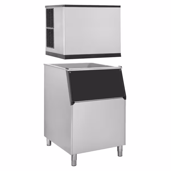 Fabbricatore di Ghiaccio Professionale - cubetto pieno - 220kg/24h - con contenitore per ghiaccio