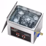 Commercial Ultrasonic Cleaner - 10L - 240W Ultrasonic Power - 40kHz - Digital - with Heater - Degas - with Drain Tap