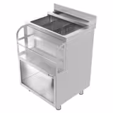 Stanice na koktejly - nerezová ocel - 600x600 mm - s 3 chladicími vanami a držákem lahví