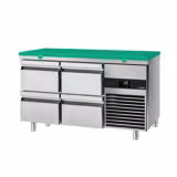 Tavolo refrigerato PREMIUM - 1400x700mm - Ventilata - 281 L - con 4 cassetti - incl. tagliere Verde