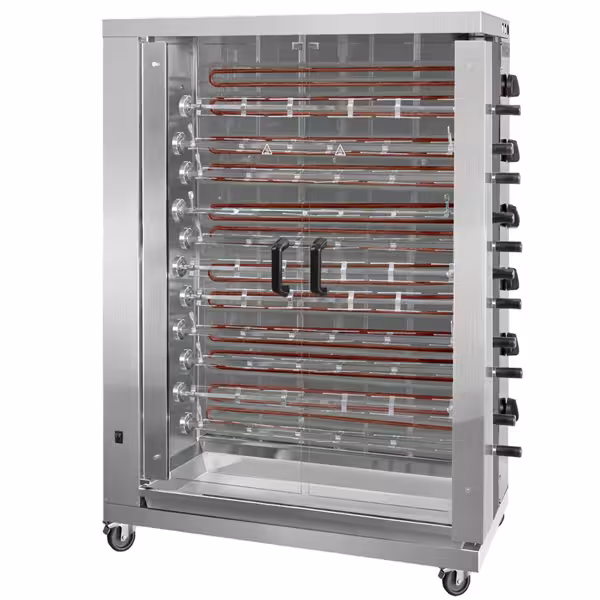 Elektrische kippengrill Rotisserie - 28,8kW - 11 spitten voor 66 kippen