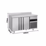 Commercial Counter Fridge PREMIUM - 1400x700mm - with 2 doors - with upstand - capacity 281 litres