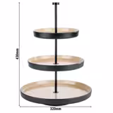 Etagere / Buffet Stand - FRIDA - 3-tier - Stainless steel frame - Beige/Black - Height: 430mm - with 3 shelves