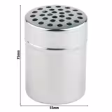 (6 st) Kryddströare - grov - stor perforering - Hål Ø 5,0 mm - Rostfritt stål - 150 ml - Ø 55 mm - Höjd: 75 mm