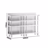 Bar-Arbeitstisch - Edelstahl - 1600x400mm - mit 4 Ablagen