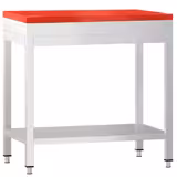 RVS werktafel PREMIUM - 600x600mm - met onderblad - verstevigd werkblad - incl. snijplank (HDPE) rood