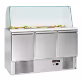 Saladette réfrigérée ECO - 1368mm - 368L - 3 portes - avec vitrine de comptoir pour 4x GN 1/1