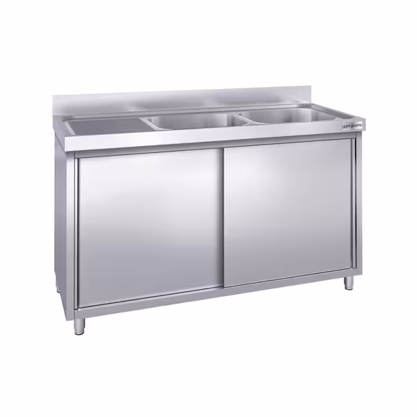 Chiuvetă 1,6 m - 2 cuve în partea dreaptă L 40 x 50 x T 25 cm