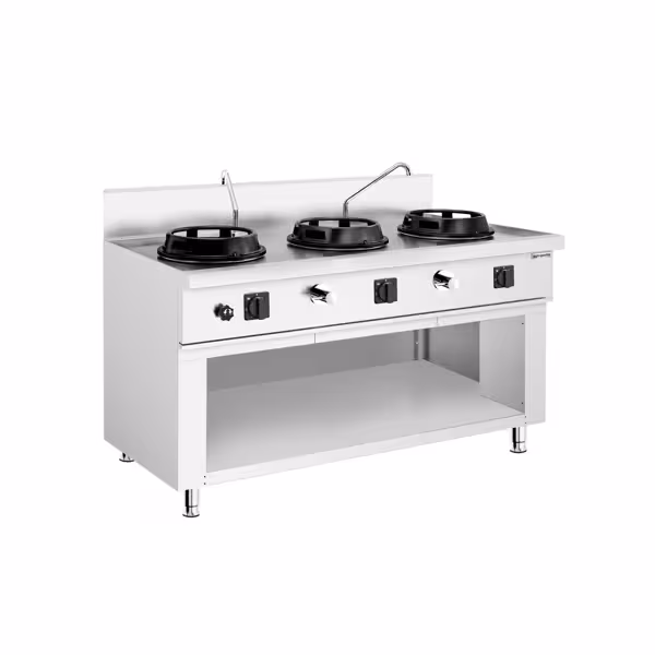 Gas woktafel - 45,0 kW - 3 branders - incl. 2 kranen