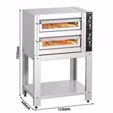 (2 unid) Forno de pizza elétrico Power - Base em pedra refratária - 4+4x Ø34cm - Eletromecânico - até 450°C - incl. base