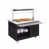 Refrigerated Salad Bar Trolley DANZIG - 1300mm - for 3x GN 1/1 - with Tray Slide - Black - Mobile - with Gantry - with Sneeze Screen