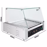 Commercial Hot Dog Roller Grill - 11 Rollers - with Glass Cover