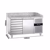 Pizzakühltisch ECO - 1500x800mm - mit 1 Tür & 7 Schubladen