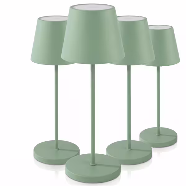 (4 pcs) LED Table Lamp - MERLE MINI - Rechargeable - Cordless - 3-step dimmable - Ø110mm - Mint - with Charging Dock