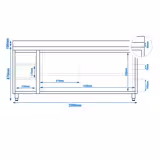 Työpöytäkaappi ruostumattomasta teräksestä ECO - 2000x700mm - 3 laatikkoa vasemmalla ja jalusta