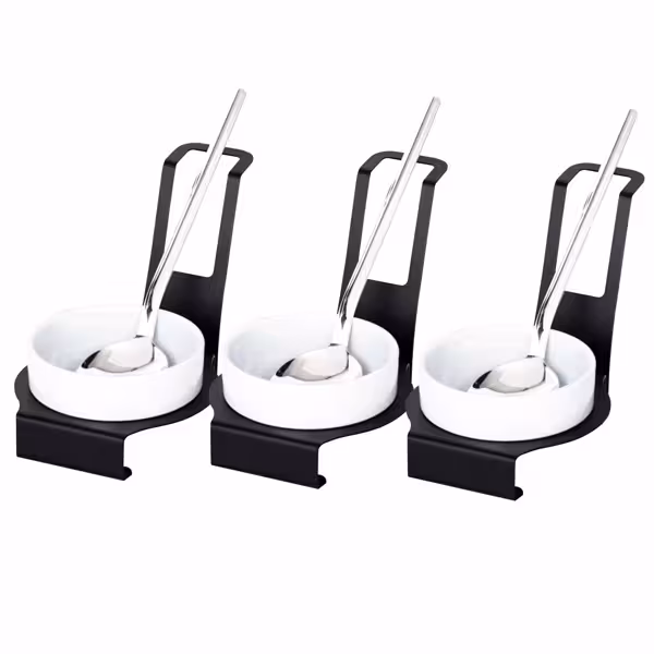 (3 pcs) Spoon Rest - Round - Black - Stainless Steel