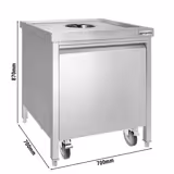 Pattumiera - con contenitore estraibile - 700x700x870mm - con coperchio con apertura dolce, frontale estraibile - Acciaio inox