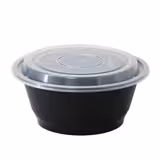 (300 sztuk) Pojemnik wielokrotnego użytku – polipropylen – 1000 ml – okrągły – głęboki – czarny