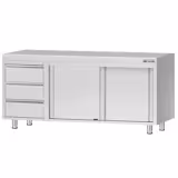 Stainless steel work cabinet ECO - 2000x700mm - with 3 drawers left without upstand