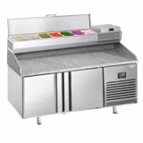Commercial Pizza Prep Counter - Granite Top PREMIUM PLUS - 1738x800mm - with 2 doors - incl. refrigerated topping unit - 7x GN 1/4