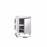 Table armoire en acier inoxydable PREMIUM - 600x700mm - avec porte battante - pour produits céréaliers, produits laitiers - incl. plateau de découpe Blanc PEHD (HACCP)