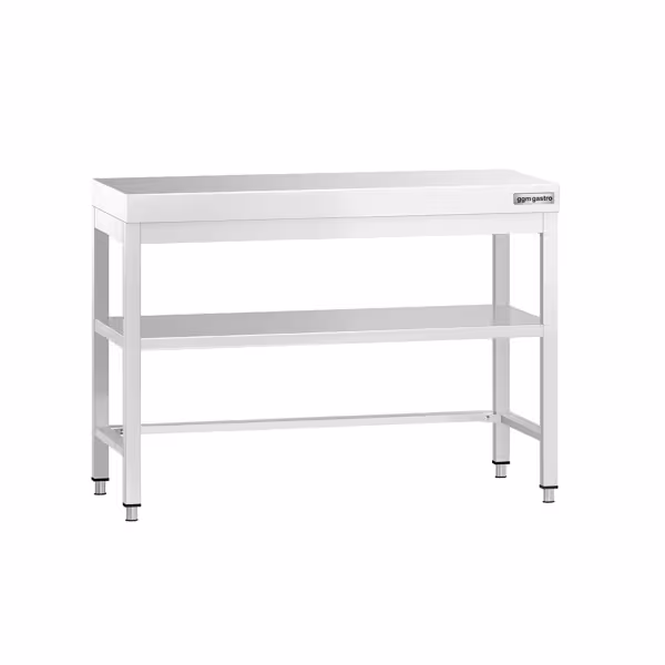 Masă lucru inox PREMIUM 1,0 m - cu poliţă și întărituri