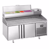 Commercial Pizza Prep Counter - Granite Top PREMIUM PLUS - 1738x800mm - with 2 doors - incl. refrigerated topping unit - 6x GN 1/3