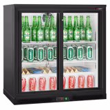 Blat de bar - 0,9 m - 220 litri - cu 2 uși glisante și 2 rafturi - negru